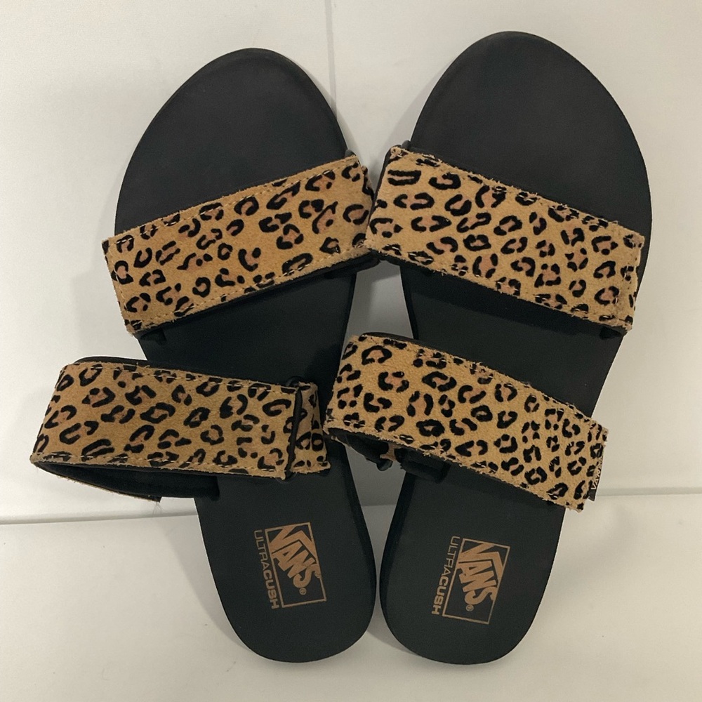 Vans Cayucas Mega Platform Cheetah Sandals Double Strap Self Adhesive; EUC. - Picture 4 of 11